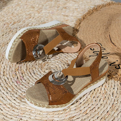 Sandalias ortopédicas cómodas con punta abierta y cuña para mujer