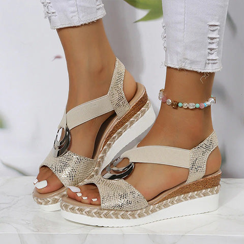 Sandalias ortopédicas cómodas con punta abierta y cuña para mujer