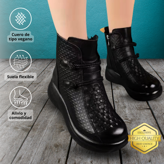 Cauwerboots® botas cuero vegano con plataforma ortópedica ultralivia antideslizante